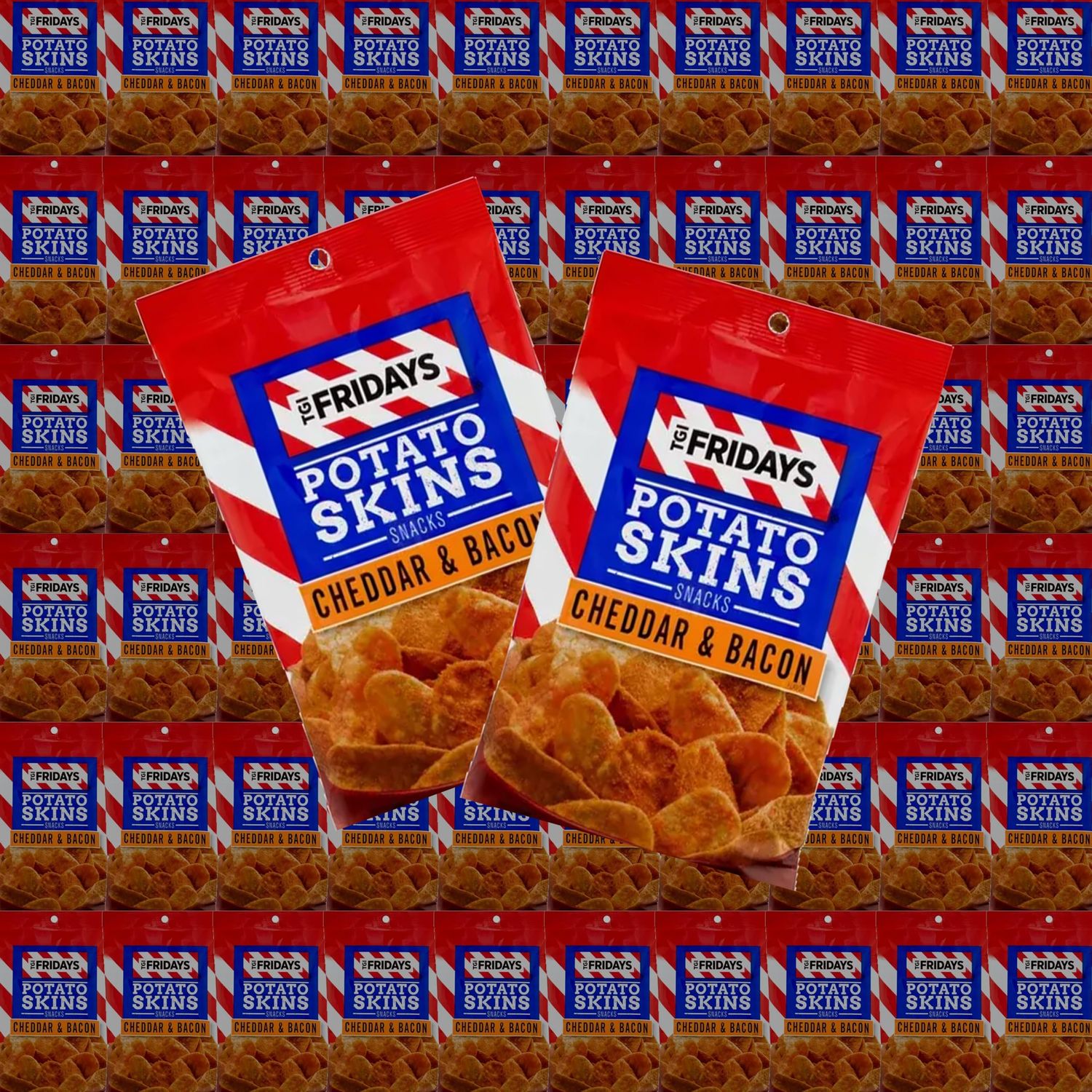 TGI Fridays Bulk Cheddar and Bacon Potato Skins Snack Chips, 1 oz. by Bussin Boxes (1 Ounce (Pack of 50))