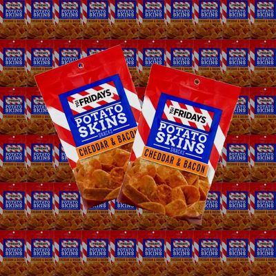 TGI Fridays Bulk Cheddar and Bacon Potato Skins Snack Chips, 1 oz. by Bussin Boxes (1 Ounce (Pack of 50))