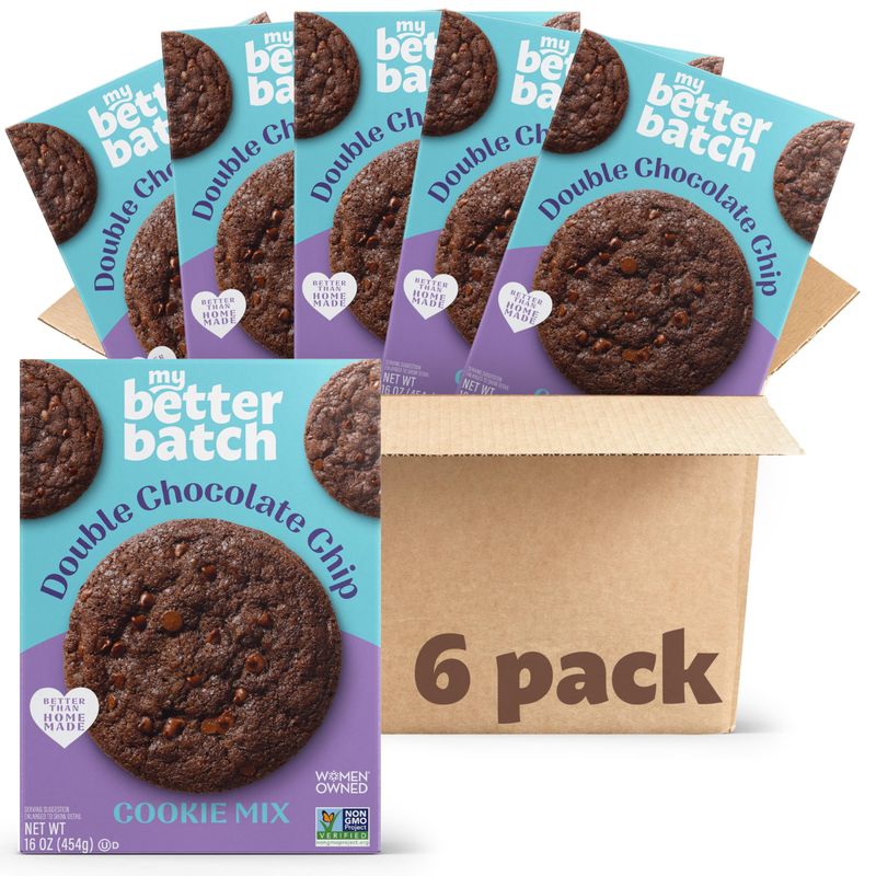 My Better Batch, Double Chocolate Chip Cookie Mix, Simple Cookie Recipe, Double Chocolate Cookies, Makes 96 Large Cookies, Non GMO, Kosher, 16oz (Pack of 6)