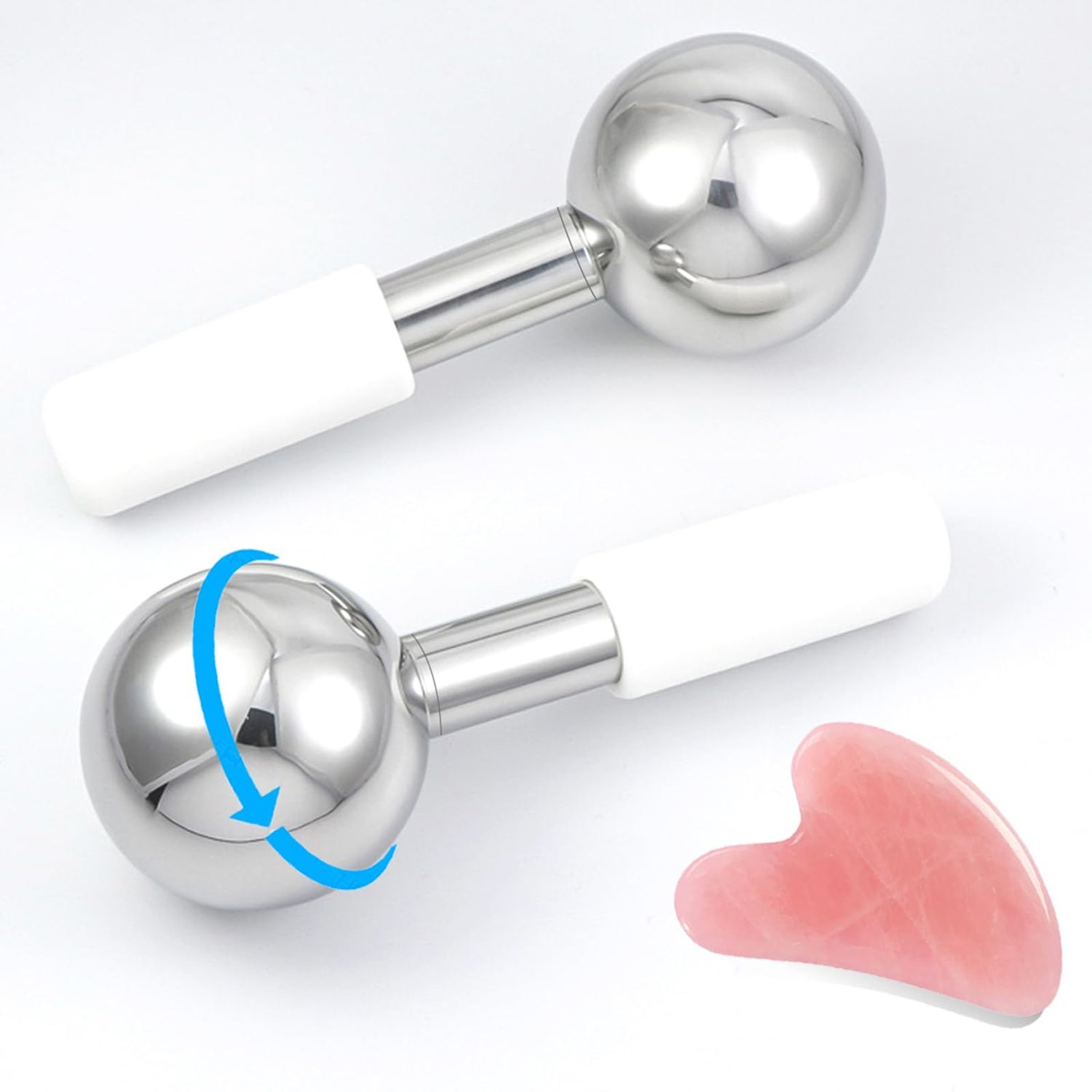 Running man Ice Globes -360 Rotating Unbreakable Stainless Steel Globes, Cryo Sticks for Face -Reduce Puffy Eyes Dark Circles, Gua Sha Facial Tools-Skin Massage and Wrinkle Removal Anti Aging