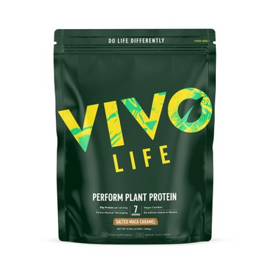 Vivo life Perform Plant Protein Powder - Salted Maca Caramel, Vegan, 7 Servings - 266g 9.38oz, BCAA Pea Hemp Blend