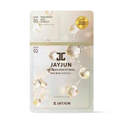 JAYJUN Collagen Skin Fit Mask (10 Sheets) - 2-Step All in one Hydration Firming Ritual with Hyaluronic Acid Marine Collagen 0.84 fl. oz.