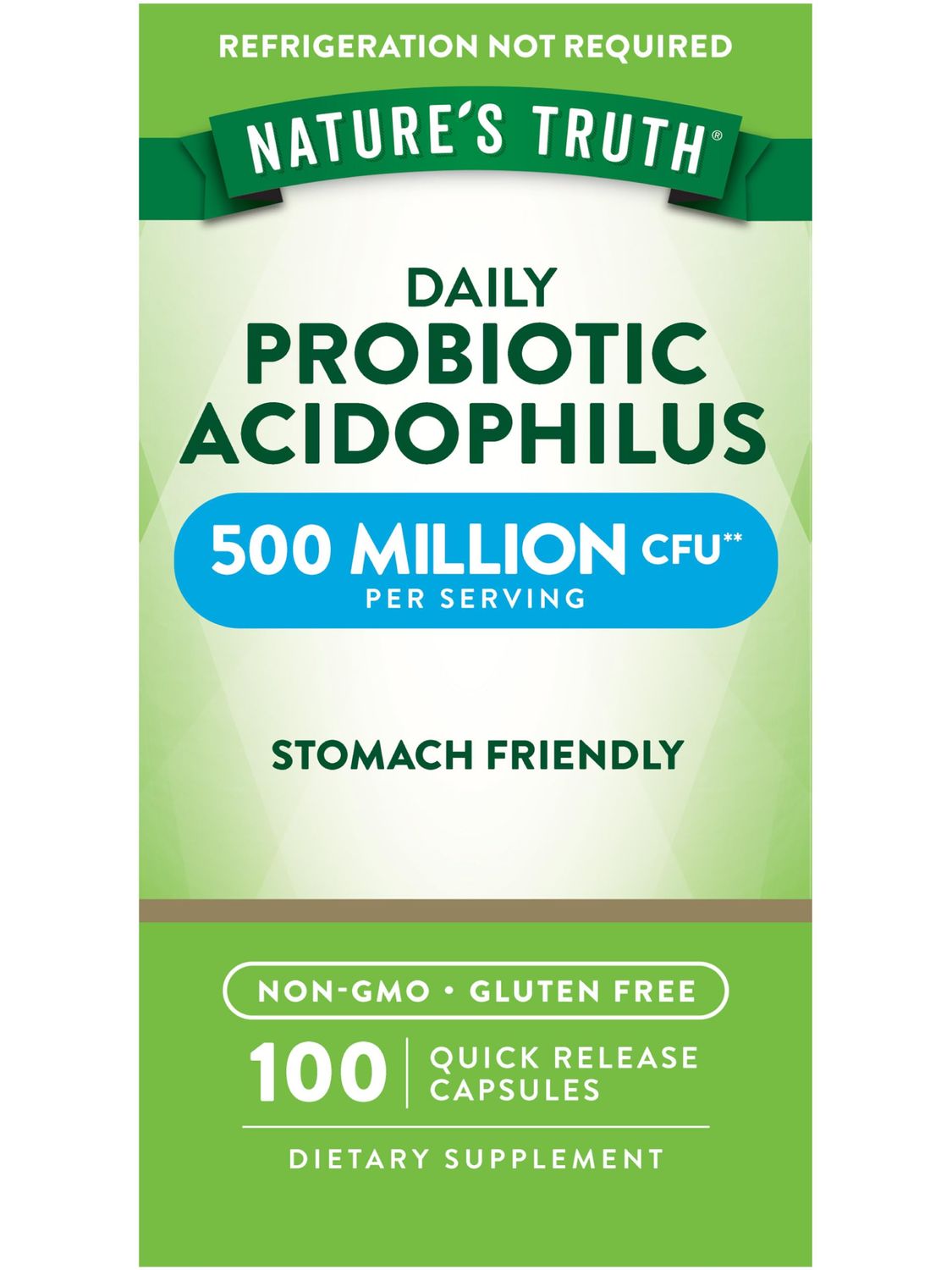 Nature&#39;s Truth Probiotics for Men and Women 500 Million CFU 100 Capsules Non-GMO Gluten Free Supplement