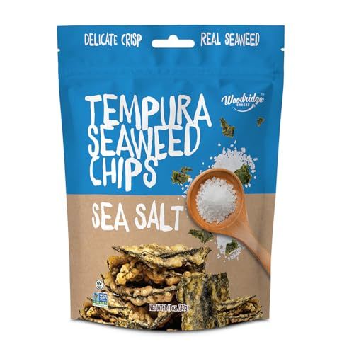 Woodridge Snacks Tempura Seaweed Chips Sea Salt Flavor 6 Pack 1.41 OZ (40g) Bags