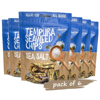 Woodridge Snacks Tempura Seaweed Chips Sea Salt Flavor 6 Pack 1.41 OZ (40g) Bags