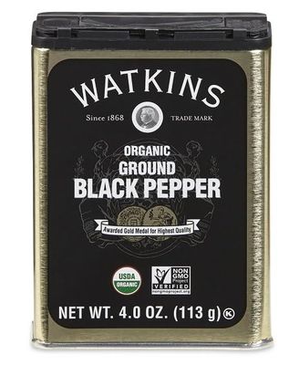 Watkins Gourmet Organic Spice Tin, Ground Black Pepper, 4 oz