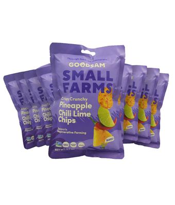 GoodSAM Organic Pineapple Chile Lime Chips, 0.7oz (Pack of 16) - Non GMO, Vegan, Regenerative Faming, Direct Trade