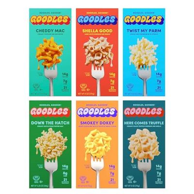 GOODLES Mac Cheese Assortment 6-Pack, 5.25-6oz - 14g Protein, 7g Fiber with Prebiotics, 21 Plant-Based Nutrients and Made wREAL Cheese Kosher Clean Label Certified