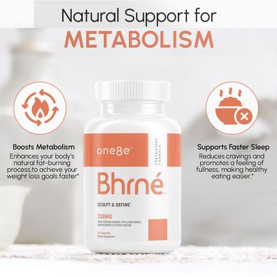 ONE8E Bhrn Metabolism Booster Supplement for Appetite Control Healthy Weight Management - Curb Cravings with Natural Appetite Suppressant Ingredients as African Mango Psyllium Husk