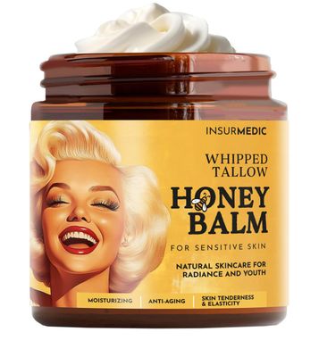 InsurMedic Organic Grass-Fed Beef Tallow for Skin and Lips - Moisturizing Cream Whipped Tallow and Manuka Honey Balm - Natural Face Moisturizer Body Lotion (4oz, for Sensitive Skin)