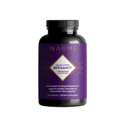 NAOMI Italian Citrus Bergamot 500mg Resveratrol, Award-Winning Cardiologist Dvlpd, Supports Normal Cholesterol Healthy Cellular Function, 7 Key Polyphenols, Resveratrol Olive Leaf, 30-Day Supply