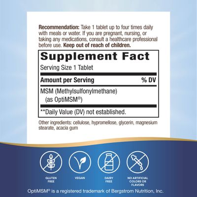 Nature's Way MSM 1000 mg - Joint Health Supplement - With Methylsulfonylmethane - Gluten-Free Vegan - 200 Tablets (Pack of 2)