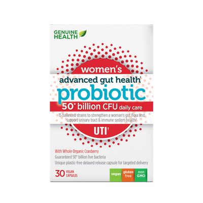 Genuine Health Women&#39;s Daily Probiotic for UTI Support, Helps Promote A Healthy Urinary Tract, Multi-Strain, Organic Formula with Cranberry, 30 Capsules