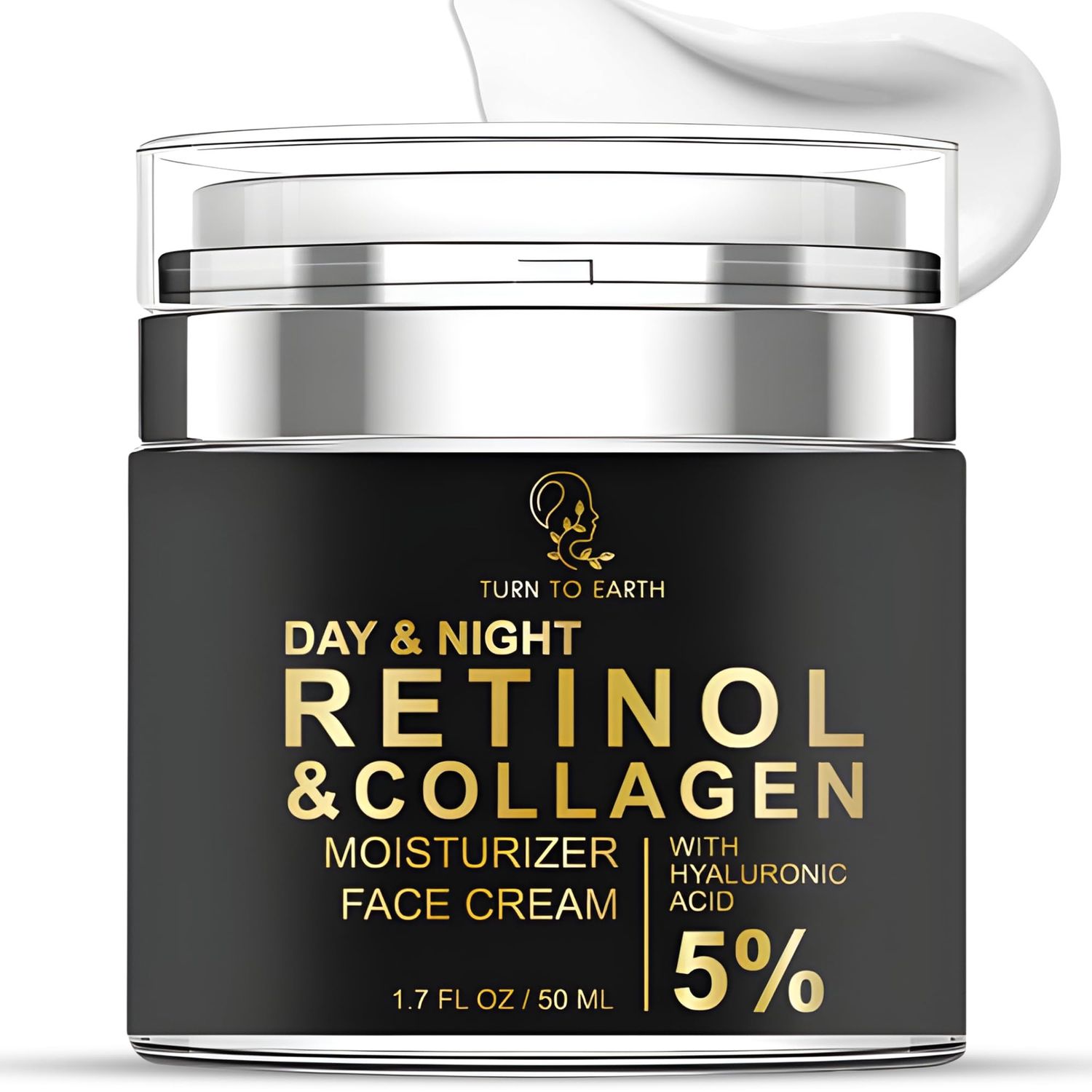 TURN TO EARTH Day Night Retinol with Collagen and Hyaluronic Acid Face Moisturizer Cream 1.7 oz