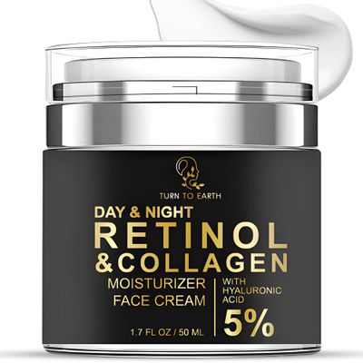 TURN TO EARTH Day Night Retinol with Collagen and Hyaluronic Acid Face Moisturizer Cream 1.7 oz