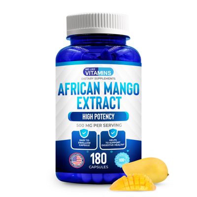 We Like Vitamins African Mango Extract 500mg - 5000mg Equivalent 10:1-180 Capsules - 6 Month Supply of African Mango Capsules - Supports Metabolism of Fat and Digestive Health