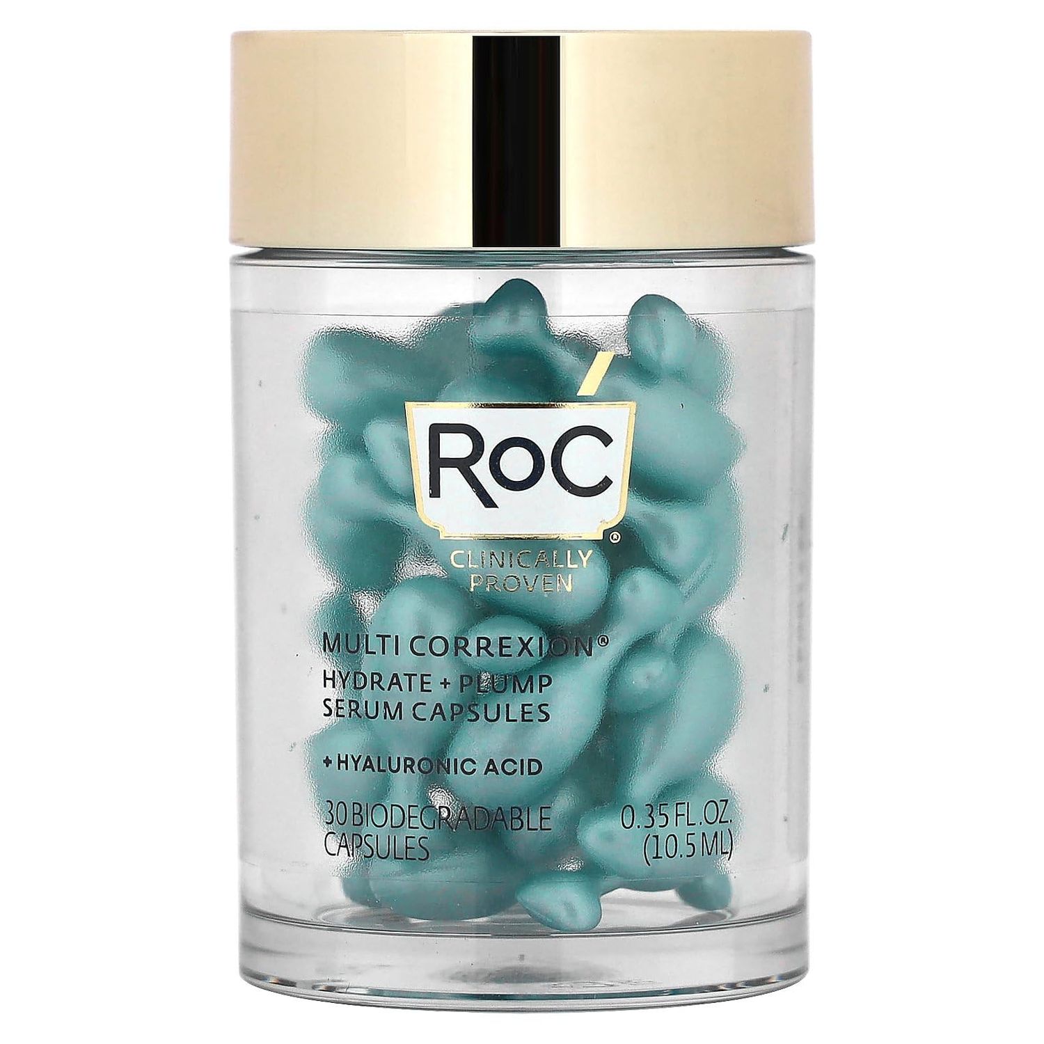Multi Correxion, Hydrate Plump, Night Serum Capsules, Fragrance-Free, 30 Biodegradable Capsules, RoC Y