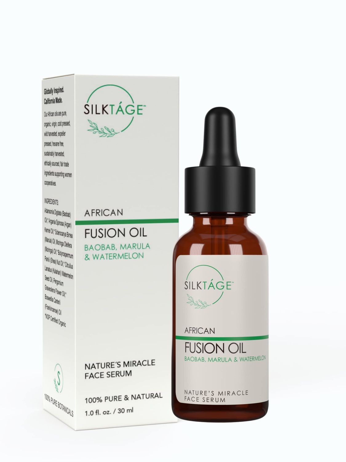 SILKTA GE African Fusion Oil, Natures Miracle Face Serum with Marula Oil, Baobab and Moringa To Nourish, Hydrate and Restore Skin To Youthful Appearance 1 Fl Oz