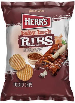 Herr&#39;s - Baby Back Ribs Potato Chips, Pack of 12 1Oz
