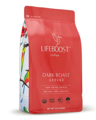 Lifeboost Dark Roast Ground Coffee - Non-GMO Low Acid Single Origin USDA Organic Dark Roast Coffee - Third Party Tested For Mycotoxins Pesticides - 12 Ounces