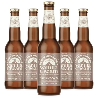Henry Weinhard&#39;s Vanilla Cream Soda 5 Pack 12oz Glass Bottles Classic American Flavor Premium Craft Soda