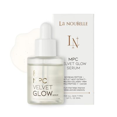 La Noubelle MPC Velvet Glow Serum, All-Day Hydration, Wrinkle Reduction Revitalizing Skin with Hydrolyzed Collagen, Soybean Peptide and Centella Asiatica Extract, Premium Korean Serum, 1.69 fl oz