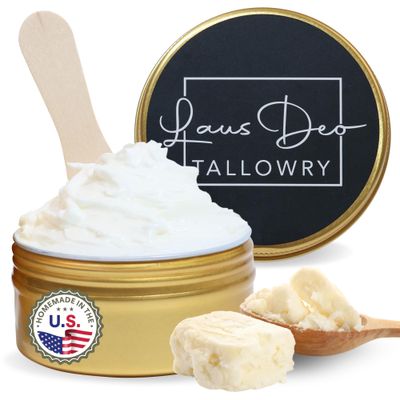 New Unique Beef Tallow for Skin - Whipped Tallow Balm for Face Body-No Filler Oil or Honey. Moisturizer for Acne Eczema Dry Sensitive Skin. Homemade Natural USA - Grass Fed,Organic EO, Absorbs Fast