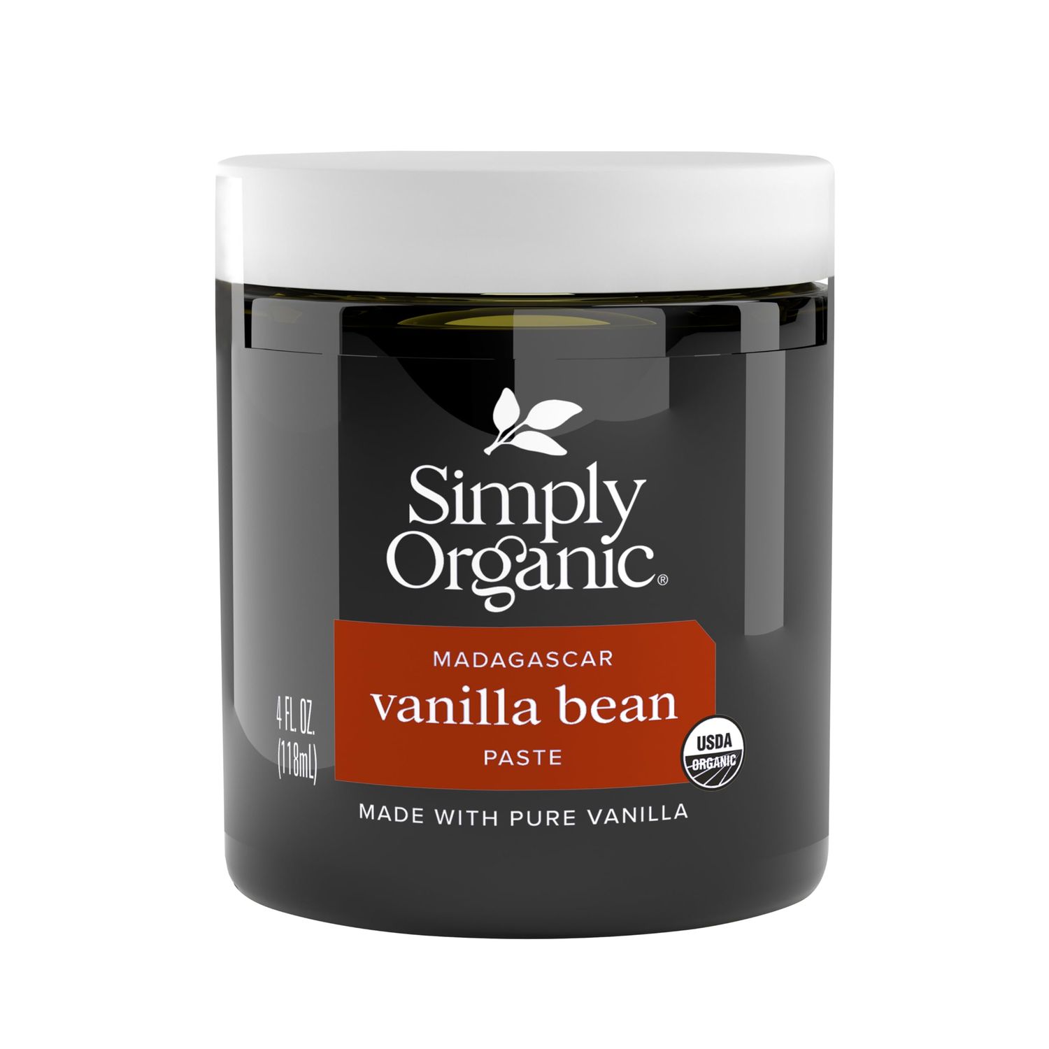 Simply Organic Vanilla Bean Paste, 4 Ounce Jar, Certified Organic, Kosher, Vegan, Non-GMO Rich Soft Paste, Warm Woody Aroma