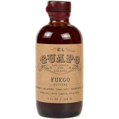 El Guapo Fuego Bitters 4 Fl Oz Bottle - Award Winning Tex-Mex Cocktail - Mixologists and Cocktail Enthusiasts - Elevate Drink Experience - Habanero Grapefruit Essence