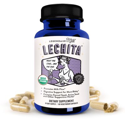 Legendairy Milk Lechita, Supports Milk Flow, Organic Fenugreek Free Breastfeeding Supplement, Organic Fennel Anise, Made in USA, 60 Vegan Capsules