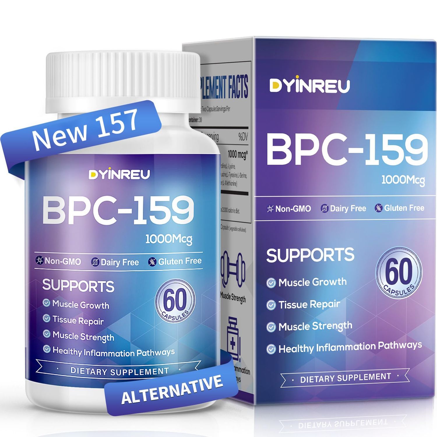 DYINREU BPC 159 1000 MG, Dietary Supplement-Non-GMO, Gluten-Free, 60 Capsules