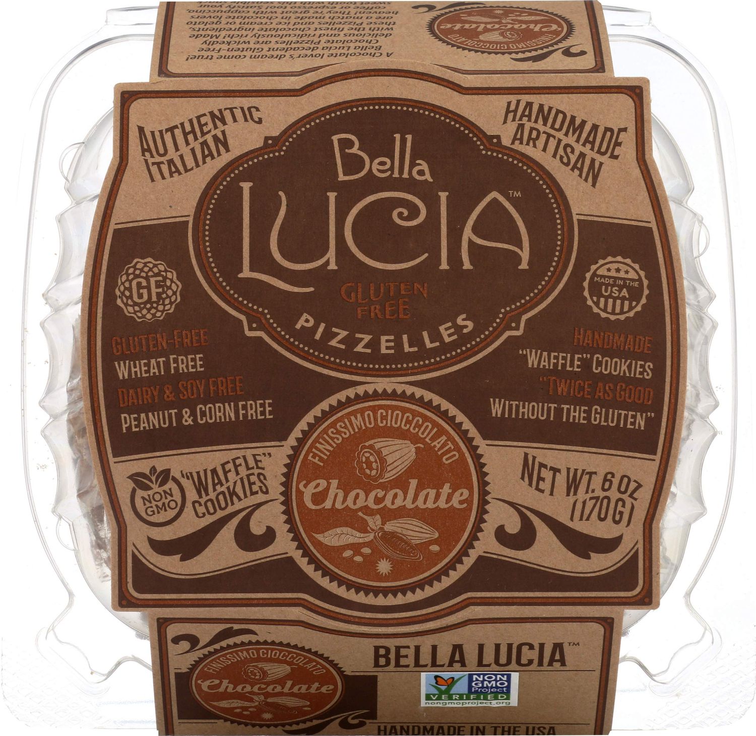 Bella Lucia Gluten Free Pizzelles, Chocolate, 6 Ounce