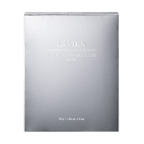 LAVIEN Radiance Bio Cellulose Facial Mask - Face Mask with Centella Asiatica Leaf Water Niacinamide - Coconut Scent, Moisturizing Hydrating Effect for All Skin Types - Pack of 5