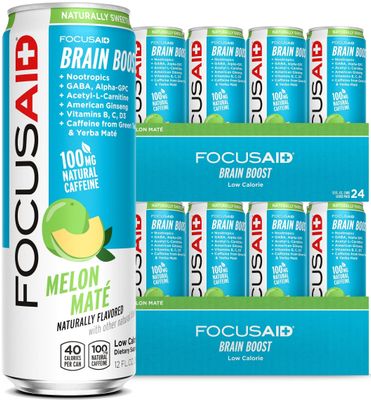 FOCUSAID Energy Blend, Nootropics Drink for Brain Fuel, Alpha-GPC, GABA, B-Complex, Yerba Mate, Green Tea, 100 Clean,100mg Natural Caffeine, 12 Fl Oz (Pack of 24)