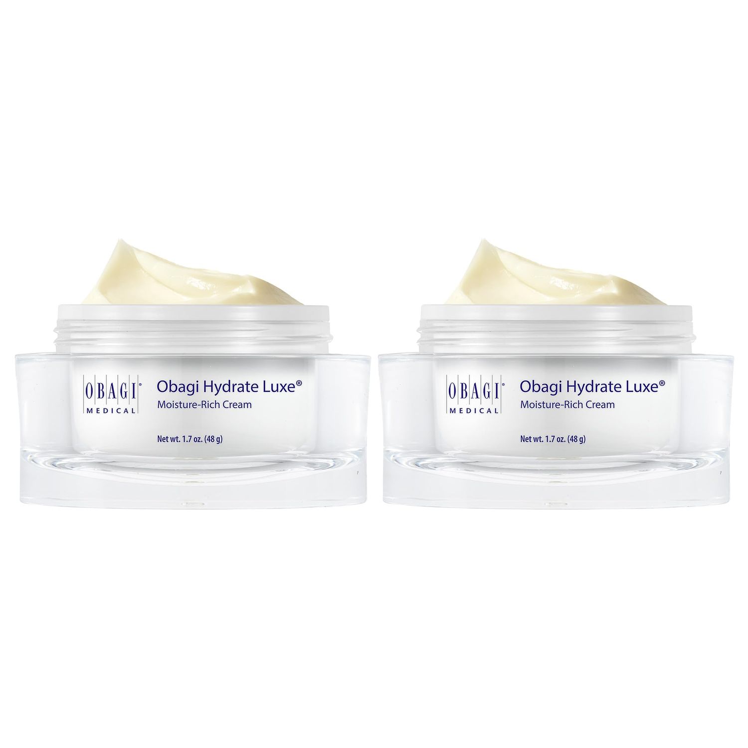 Obagi Hydrate Luxe Ultra-Rich Facial Moisturizer - Non-Comedogenic with Tara Seed Extract and Biomimetic Peptides - Intensive Night Face Cream for Dry, Sensitive or Aging Skin - Two Pack, 2 1.7 oz