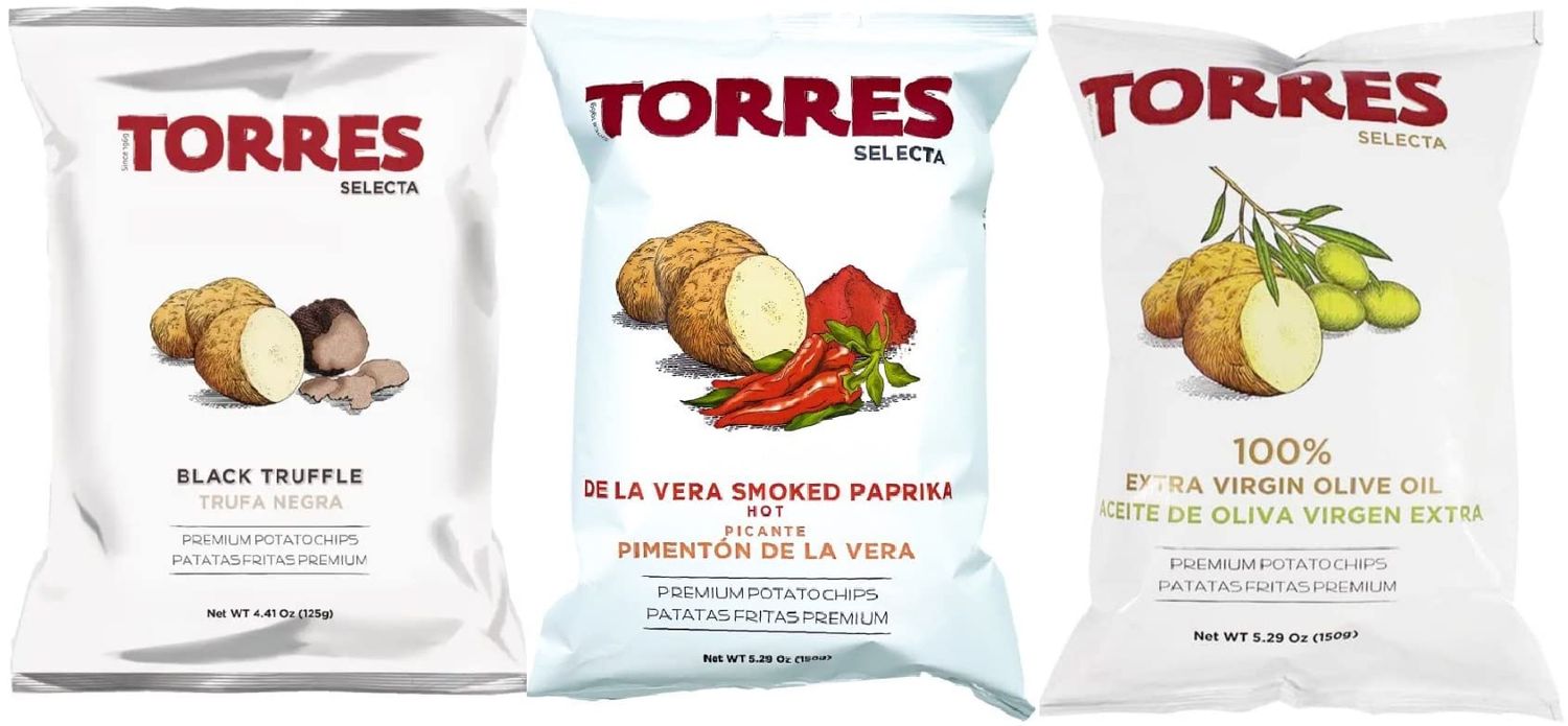 (BIG BAGS) Torres Spanish Potato Chips Patatas Fritas Made in Barcelona Spain Limited Edition (3 Pack) - Choose Your Favorite Flavors (Variety 1 - PaprikaOlive OilFried Eggs [3 pack])