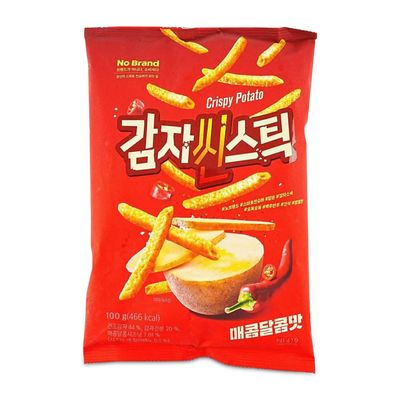 No Brand Spicy Potato Thin Sticks - Crispy Crunchy Snack, Hot Savory Flavor Thin Sticks, Korean-Style Chips Perfect for Parties Snacking - 3.52oz