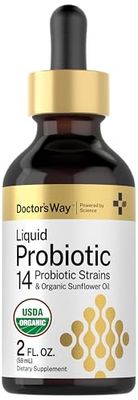 Doctor&#39;s Way Liquid Probiotic 2 fl oz 14 Probiotic Strains with Organic Sunflower Oil Non-GMO Supplement