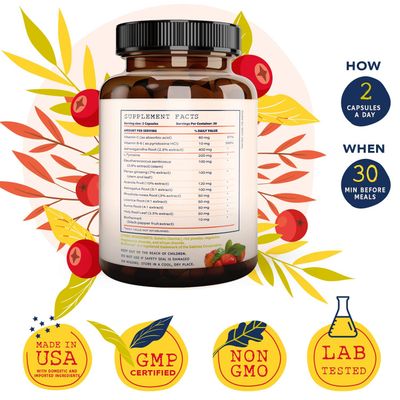 NUTRATEMPLE Adrenal Support Cortisol Manager - Extra Strength Adrenal Fatigue Supplements for Energy, Brain Fog with Ashwagandha, Rhodiola Rosea, L Thyrosine, Holy Basil - 60 Non GMO Pills