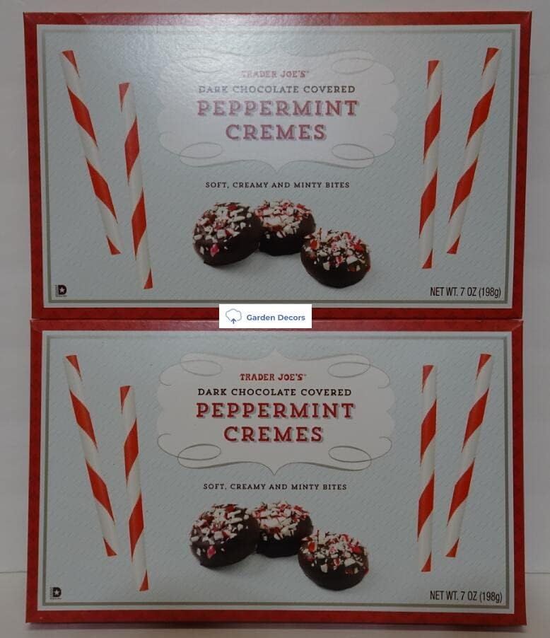 Trader Joe s Dark Chocolate Covered Peppermint Cremes 7oz 198g (Two Boxes)
