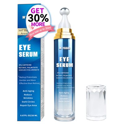 Caffeine Eye Cream for Dark Circles, Pro-Retinol Eye Serum Anti Aging to Reduce Wrinkles Puffiness Fine Lines, Under Eye Bags 360 Rolling Massage, 0.67 fl oz 20 mL