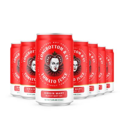 Longbottom Co. Virgin Bloody Mary MixTomato Juice Premium Made with Fresh Pressed Tomatoes Low in Sodium 7.5 Fl Oz (4 Pack)