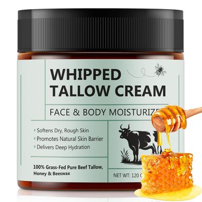 WHLH WELL-BEING Beef Tallow for Skin, Beef Tallow and Honey Balm, All-Natural Ingredient Moisturizer for Face Body Skin Care 1Pack