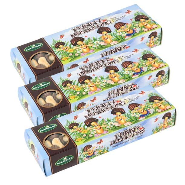 Miltonas Mini Mushroom Shaped Chocolate Cookies - Funny Chocolate Mushrooms Great for Weddings, Anniversaries Birthday s - Crunchy Bite Sized Pieces (Pack of 3)