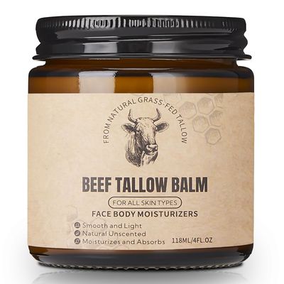 Runsidan Beef Tallow for Skin, Natural Tallow and Honey Balm for Face, Deep Nourishing Moisturizers, Grass-Fed Beef Tallow Honey Cream for All Skin Types