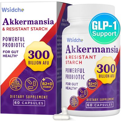300 Billion AFU Akkermansia Probiotic GLP-1 Supplement for Women Men, Akkermansia Muciniphila for GLP-1, Digestive, Gut, Immune, Enhances Gut Digestive Lining function, Akka Superbiotics - 60 Caps