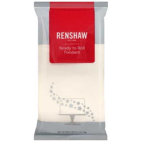 Renshaw White Fondant Icing 2.2lb Ready to Roll, Smooth and Easy to Use, Preferred by Professionals for Cake Decoration, Cookies and Cupcakes, Kosher, Halal Approved - WHITE 2.2 LB