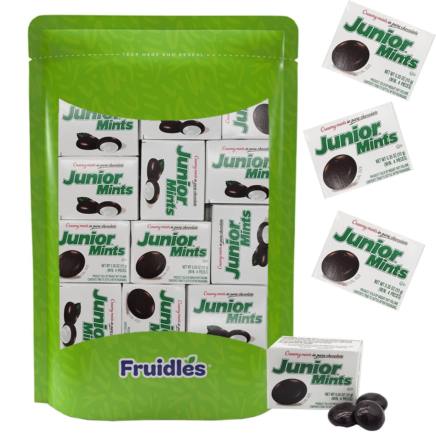 Fruidles Creamy Junior Mint Candies Covered In Pure Chocolate, Peanut-Free, Fat-Free (72)