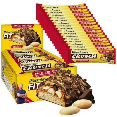 Chef Robert s Whey Fit Protein Bars Chocolate Peanut Butter 18 Count Chef Created 6-Layer Baked Bar Gluten-Free High Protein Baked Bar
