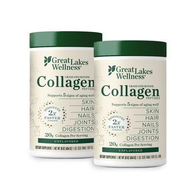 Great Lakes Wellness Collagen Peptides Powder for Skin, Hair, Nails, Joints Digestion - Unflavored - Quick Dissolve Hydrolyzed, Non-GMO, Keto, Kosher - 16 oz - 2 Pack
